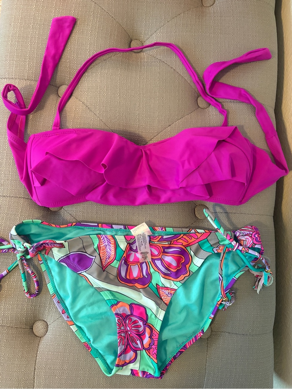 Raisins Bright Fuchsia and Turquoise Floral Bikini Bottoms